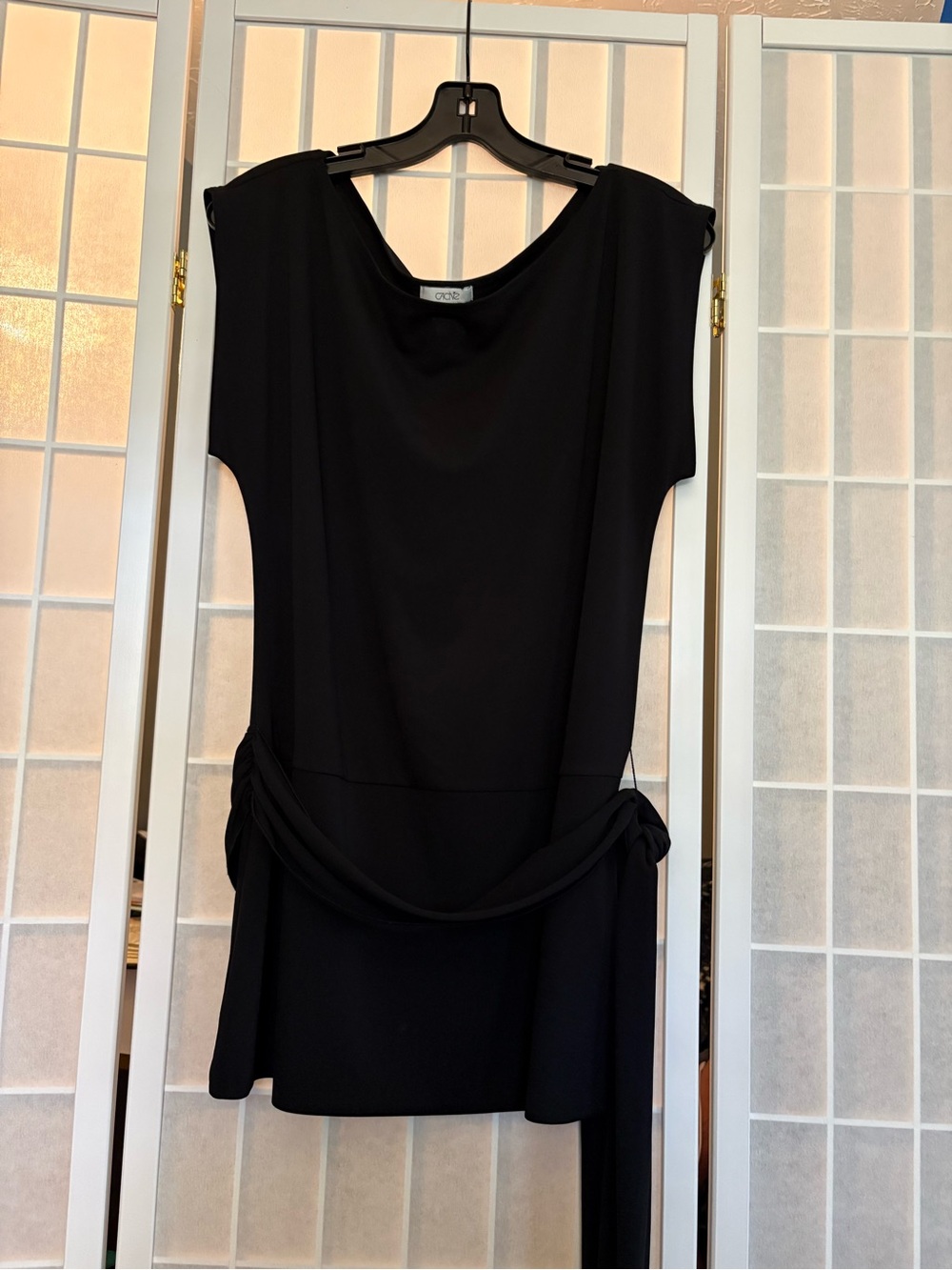 Cache Black Draped Tunic with Sash